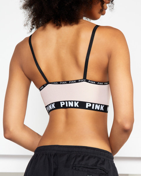 Dámská růžová sportovní podprsenka s nápisy - Spodní prádlo