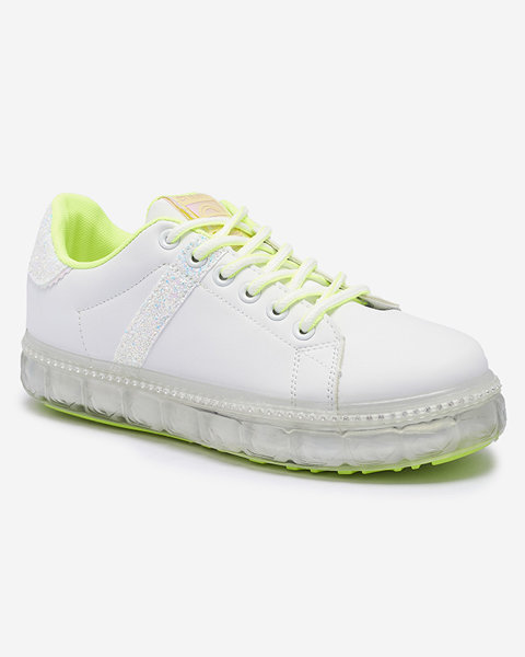 Dámská sportovní obuv v bílé barvě s neonově zelenými vložkami Asxa- Footwear