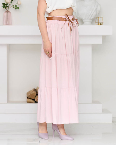 Dámská světle růžová midi sukně Oblečení
