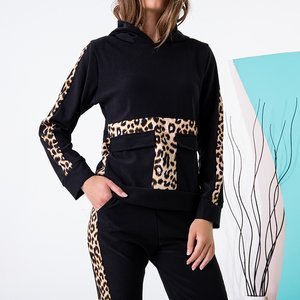 Dámská tepláková souprava s černým leopardím potiskem - Oblečení