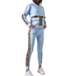 Dámská tepláková souprava s modrým leopardím potiskem - Oblečení