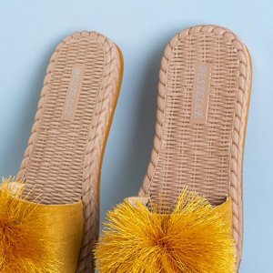Dámské azurové žluté střapcové pantofle - Boty