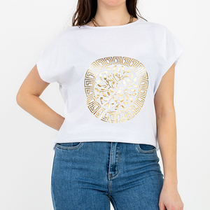 Dámské bavlněné tričko s potiskem bílého zlata – oblečení