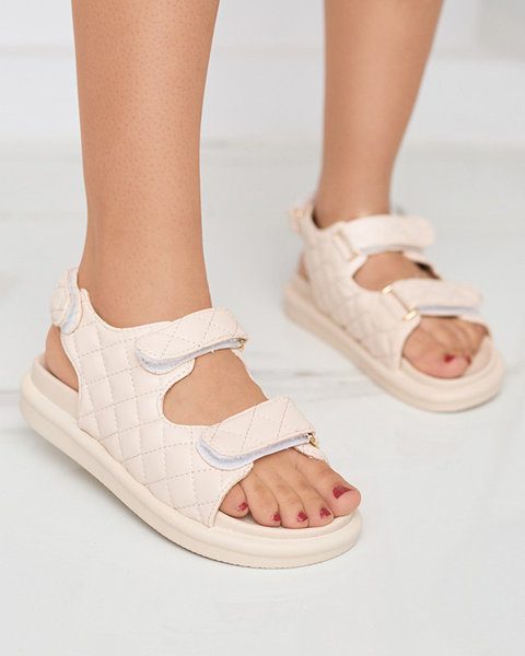 Dámské béžové prošívané sandály Acuq - Footwear