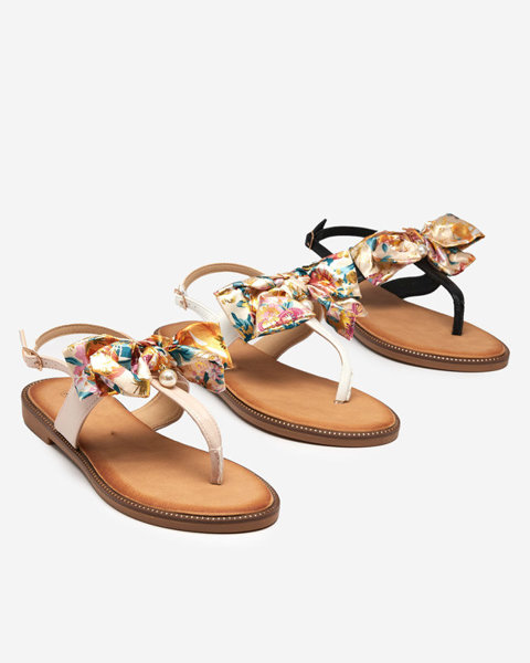 Dámské béžové sandály s mašlí Hulub - Boty