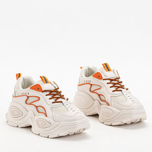 Dámské béžové sportovní boty na platformě s růžovými vsadkami Oirana - Obuv