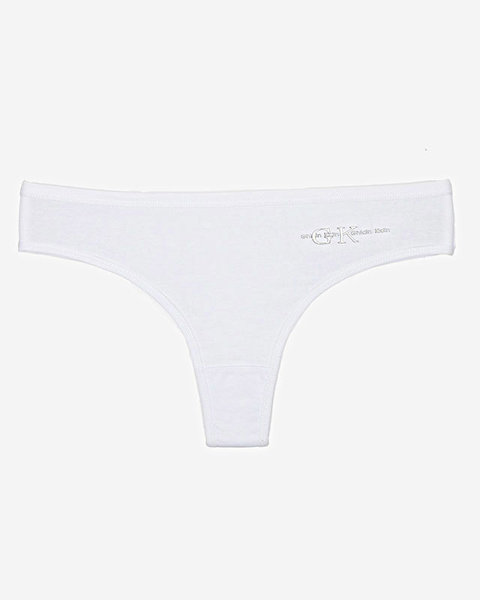 Dámské bílé bavlněné tanga kalhotky s nápisem - Spodní prádlo
