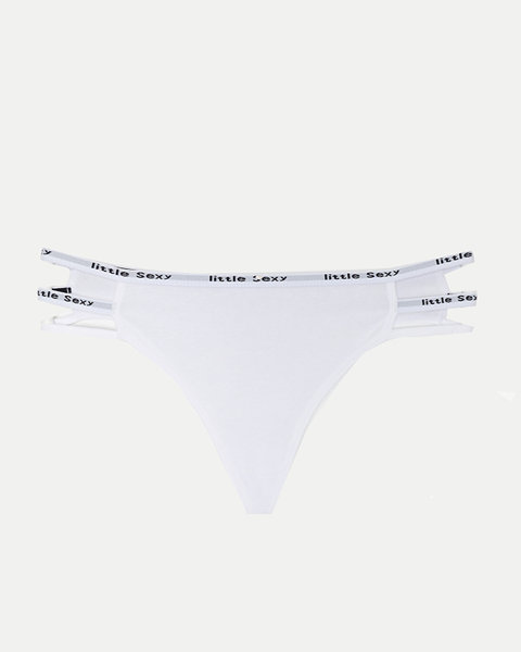 Dámské bílé bavlněné tanga kalhotky s pruhy - Spodní prádlo