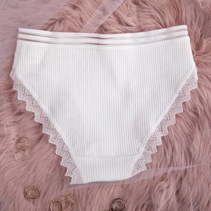 Dámské bílé krajkové kalhotky - Oblečení