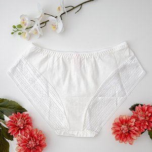 Dámské bílé krajkové kalhotky PLUS SIZE - Spodní prádlo