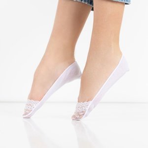 Dámské bílé krajkové ponožky - ponožky
