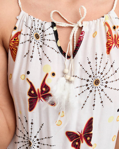 Dámské bílé letní šaty s motýlky - Oblečení