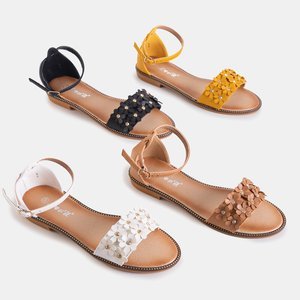 Dámské bílé sandály Rafana s květinami - boty