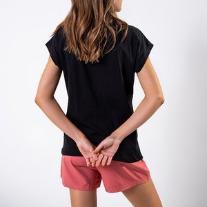 Dámské černé bavlněné tričko s potiskem - Oblečení