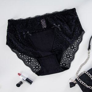 Dámské černé krajkové kalhotky PLUS SIZE - Spodní prádlo