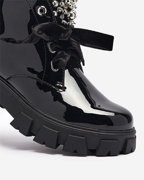 Dámské černé lakované boty Selpo- Footwear