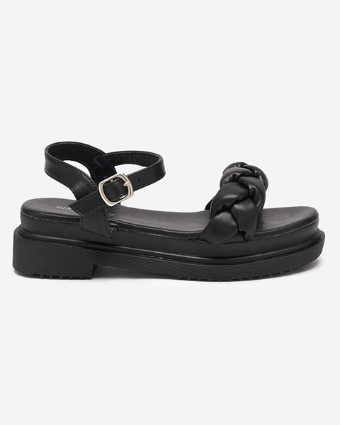 Dámské černé sandály s copánkovým páskem Kafha - Obuv