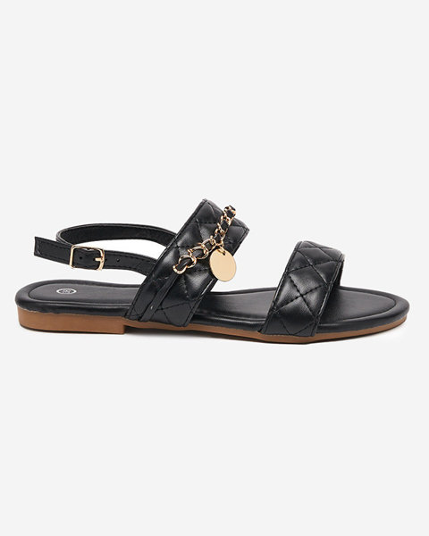 Dámské černé sandály se zlatým řetízkem Gitto- Footwear