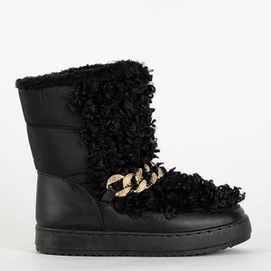 Dámské černé sněhule s ozdobným svrškem Port-Shoes