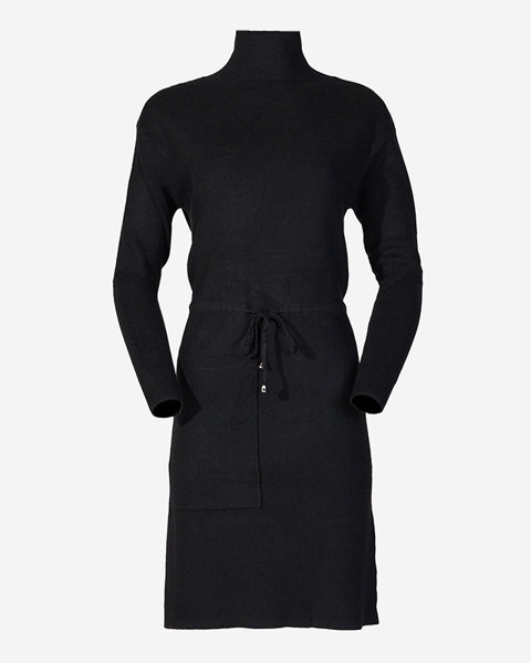 Dámské černé svetrové šaty s rolákem - Oblečení
