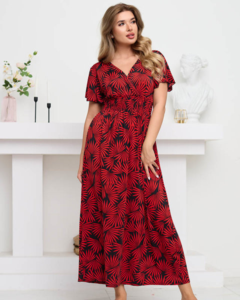 Dámské černo-červené vzorované Maxi šaty – oblečení