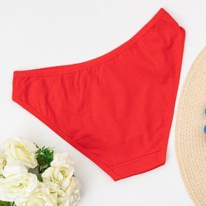 Dámské červené bavlněné kalhotky s výšivkou - Spodní prádlo