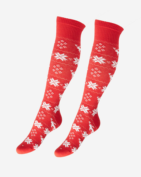 Dámské červené dlouhé vánoční ponožky - spodní prádlo