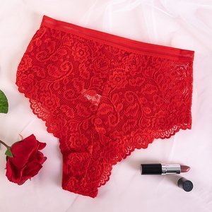 Dámské červené krajkové kalhotky - spodní prádlo