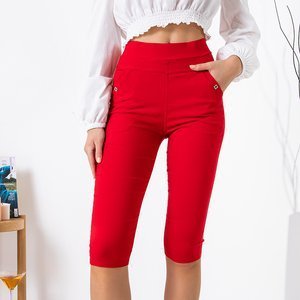 Dámské červené krátké treggy s kapsami - Oblečení
