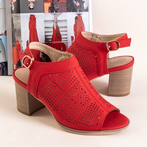 Dámské červené prolamované sandály na sloupku Elvey - obuv
