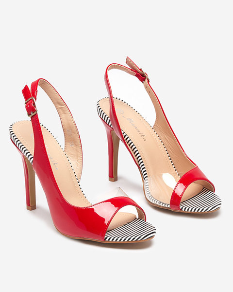 Dámské červené sandály na vyšším podpatku Rotter- Shoes