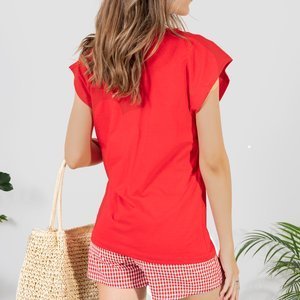 Dámské červené tričko s písmeny - oblečení