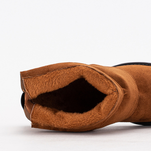 Dámské ekologické semišové boty na plochém podpatku v barvě velbloudí Teresi - Obuv