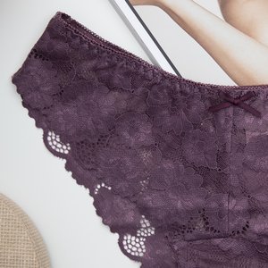 Dámské fialové krajkové kalhotky - spodní prádlo
