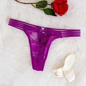 Dámské fialové krajkové tanga - Spodní prádlo