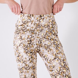 Dámské kalhoty s barevným potiskem panter - Oblečení