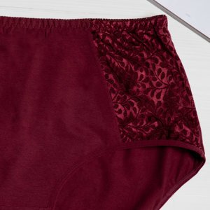Dámské kaštanové kalhotky s krajkou PLUS SIZE - Spodní prádlo