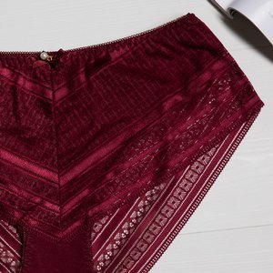Dámské kaštanové krajkové kalhotky - Spodní prádlo