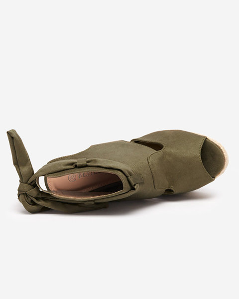 Dámské khaki sandály na klínku Penetika - Boty