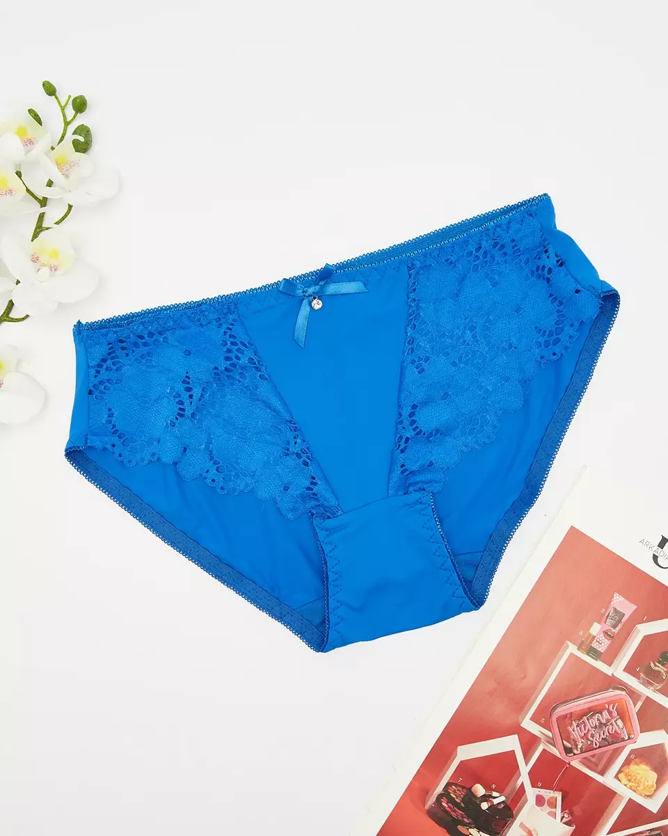 Dámské kobaltové kalhotky s krajkou - Spodní prádlo