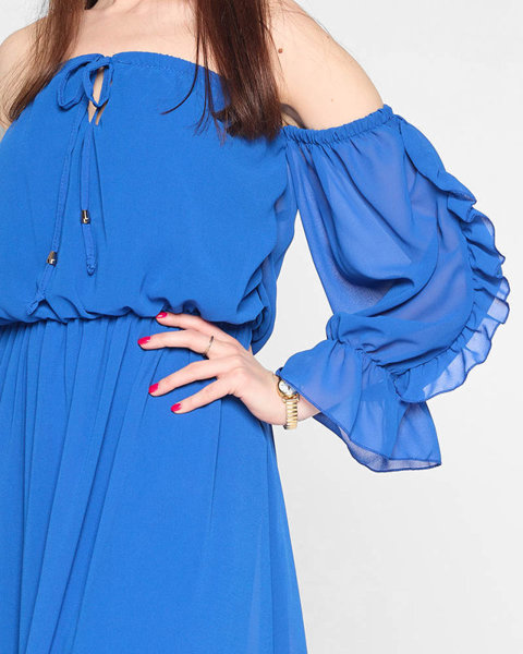 Dámské kobaltové španělské maxi šaty - Oblečení