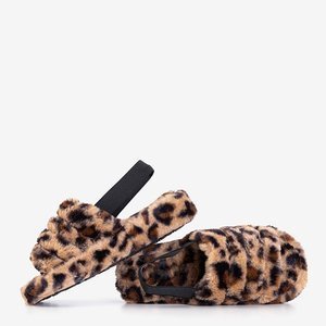 Dámské kožešinové pantofle s leopardím potiskem Fornax - Boty