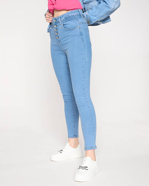 Dámské modré džíny s papírovým pasem - Oblečení