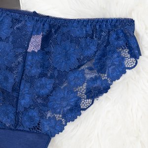 Dámské modré kalhotky s krajkou - Spodní prádlo