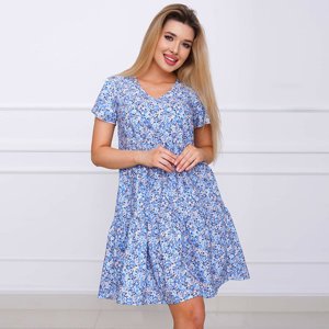 Dámské modré květinové šaty - Oblečení