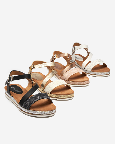 Dámské ploché sandály ve zlaté barvě Pixaf- Footwear