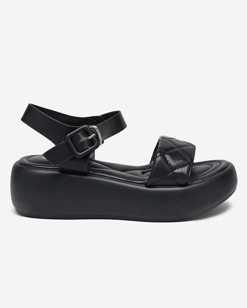 Dámské prošívané sandály na klínku z eko kůže v černé barvě Baloui. Obuv