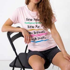 Dámské růžové bavlněné tričko s nápisy - Oblečení