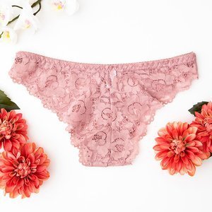 Dámské růžové krajkové brasilianky - Spodní prádlo