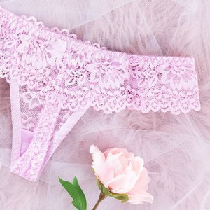Dámské růžové krajkové tanga - spodní prádlo